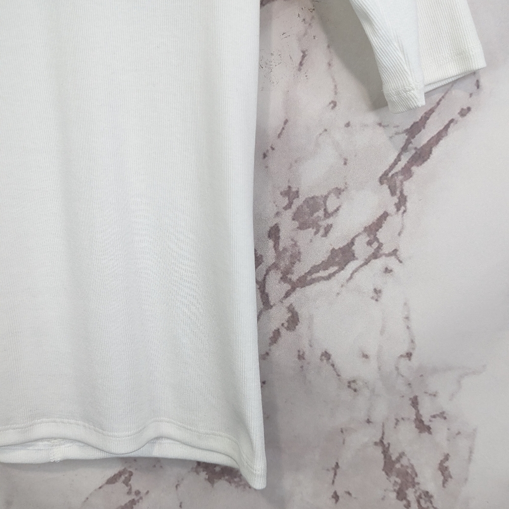 Everlane The Pima Micro Rib Scoop Neck Tee White Short Sleeve Top NEW - Picture 5 of 13
